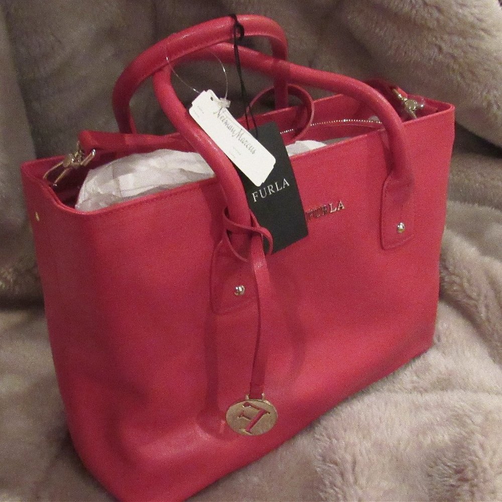 Furla Josi Cabernet leather Medium Leather Tote Bag/ Ruby